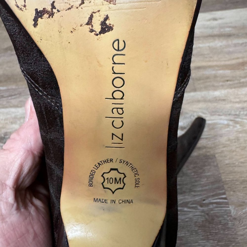 Liz claiborne Labrynth Brown Crocodile pattern Stretch Bootie Women's Size 10 - Picture 5 of 6